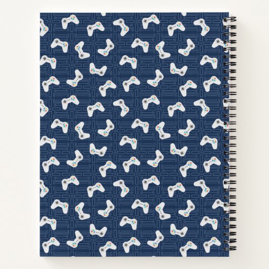 Monogram Video Gamer Patroon Aangepaste naam Notitieboek (Achterkant)