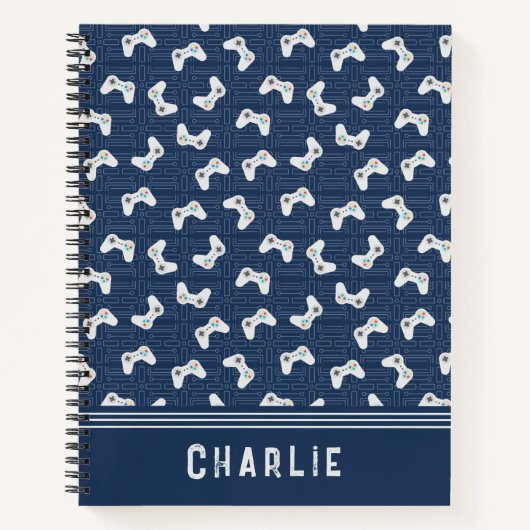 Monogram Video Gamer Patroon Aangepaste naam Notitieboek (Voorkant)