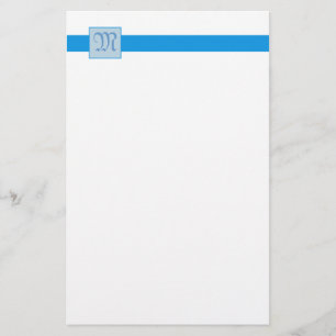 Monogram vierkant (blauw) briefpapier