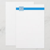 Monogram vierkant (blauw) briefpapier (Voorkant / Achterkant)