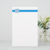 Monogram vierkant (blauw) briefpapier (Staand voorkant)
