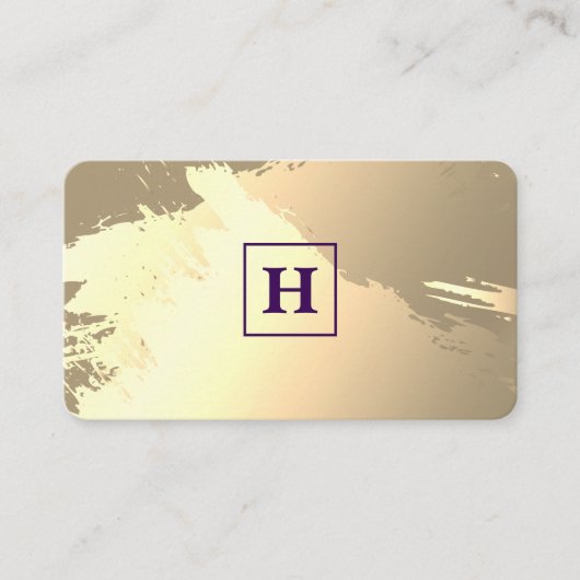 Monogram | Vierkant | Geborsteld goud Visitekaartje (Voorkant)