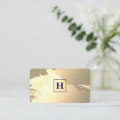 Monogram | Vierkant | Goud Geborsteld Visitekaartje (Staand voorkant)