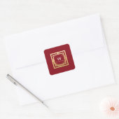 Monogram Vierkant Gouden Frame Minimale Geometrie Vierkante Sticker (Envelop)
