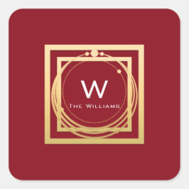 Monogram Vierkant Gouden Frame Minimale Geometrie Vierkante Sticker