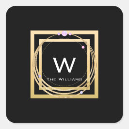 Monogram Vierkant Gouden Frame Minimalisme Geometr Vierkante Sticker