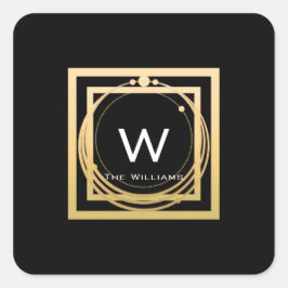 Monogram Vierkant Gouden Frame Minimalisme Geometr Vierkante Sticker