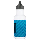 Monogram vierkant op blauwe diagonale strepen waterfles (Rechts)