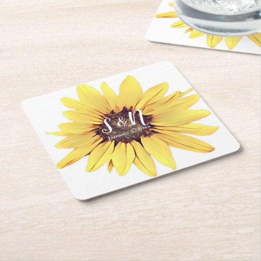 Monogram vierkant papier voor geschilderd zonneblo kartonnen onderzetters (Schuin)