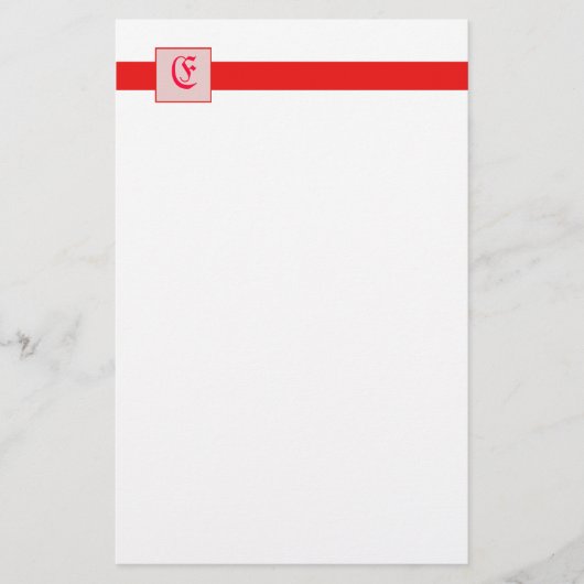 Monogram vierkant (rood) briefpapier (Voorkant)