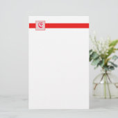Monogram vierkant (rood) briefpapier (Staand voorkant)