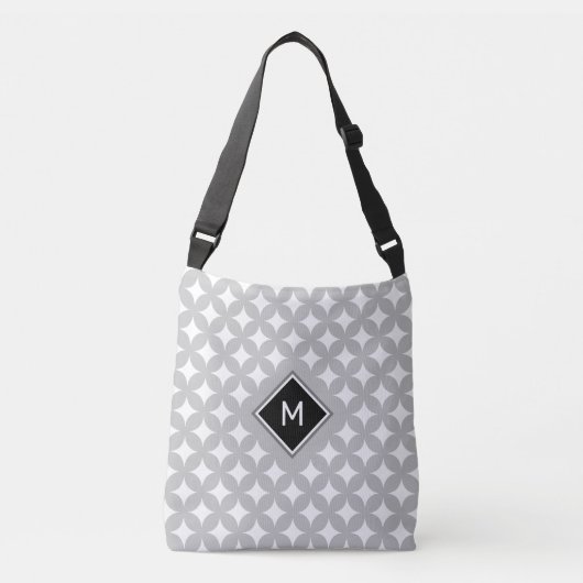 Monogram & vierkant Star-patroon op grijs Crossbody Tas (Voorkant)