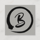 Monogram vierkant visitekaartje in zwarte ensocirk (Voorkant)