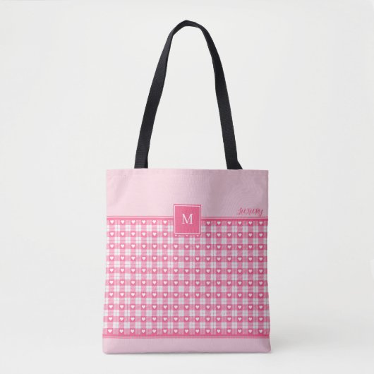 Monogram Vierkante Patroon Canvas tas (Voorkant)