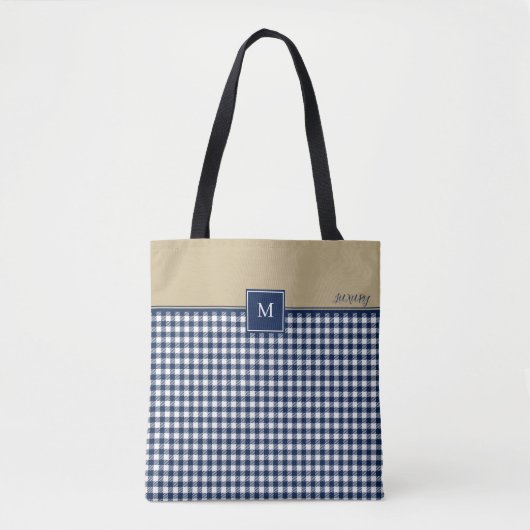 Monogram Vierkante Patroon Canvas tas (Voorkant)