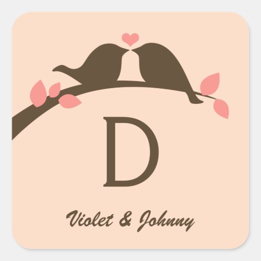 Monogram Vierkante Sticker (Voorkant)