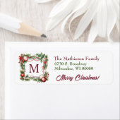 Monogram Vierkante Vakantie Decoratie Retouradres Etiket (Insitu)