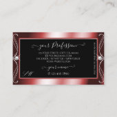 Monogram vierkante zwarte rode mousserende diamant visitekaartje (Achterkant)