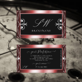 Monogram vierkante zwarte rode mousserende diamant visitekaartje