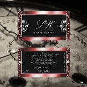 Monogram vierkante zwarte rode mousserende diamant visitekaartje