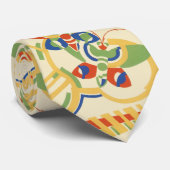 Monogram Vintage Art Deco Geometrisch Bloemmotief Stropdas (Opgerold)