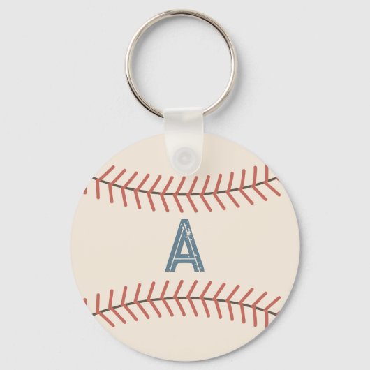 Monogram Vintage Baseball Keychain Gift (Voorkant)
