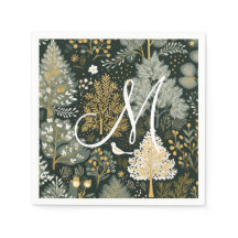 Monogram Vintage Boho Groen Gouden Kerstbomen