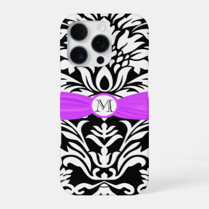 Monogram Vintage Damast Bloem Motief iphone 16 Pro Hoesje