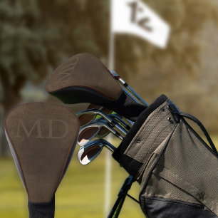 Monogram vintage elegante bruine leren look golfheadcover