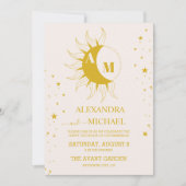 Monogram Vintage Goud Hemelbruiloft Kaart (Voorkant)
