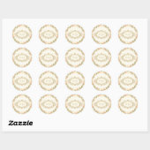 Monogram Vintage Ivoor Huwelijk Ronde Sticker (Vel)