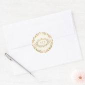 Monogram Vintage Ivoor Huwelijk Ronde Sticker (Envelop)