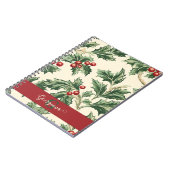 Monogram Vintage Kerst Holly & Bessen Patroon Notitieboek (Linkerzijde)