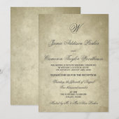 Monogram Vintage Papier | Bruiloftsfeest na de Tro Kaart (Voorkant / Achterkant)