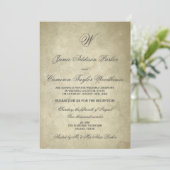 Monogram Vintage Papier | Uitnodiging Huwelijksfee (Staand voorkant)