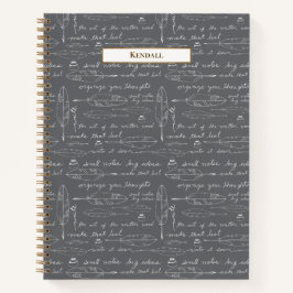 Monogram Vintage Pen en Inkt Aangepaste Naam Schri Notitieboek