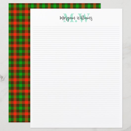 Monogram Vintage Printbare Schrijfwaren Papier, Ge (Voorkant / Achterkant)