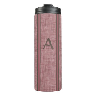 Monogram Vintage Rode Neutrale Linnen Ontwerp Thermosbeker