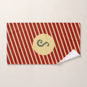 Monogram Vintage Rood & Goud Gestreept Bad Handdoek (Handdoek)
