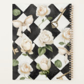 Monogram Vintage Rozen Bloemen Zwart Wit Diamant Planner (Achterkant)