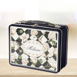 Monogram Vintage Rozen Bloemen Zwart Witte Diamant