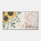 Monogram Vintage Rustieke Zonnebloem Decoupage Bureaumat (Voorkant)