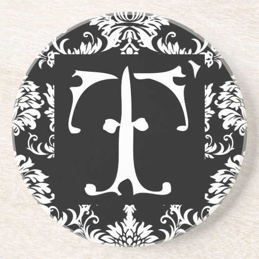 Monogram Vintage T Bruiloft Jubileum Onderzetters (Voorkant)