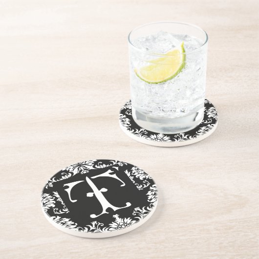 Monogram Vintage T Bruiloft Jubileum Onderzetters (Zijkant)