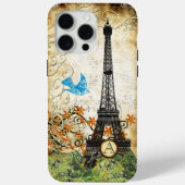 Monogram Vintage Vogel Eiffeltoren Case-Mate iPhone Case (Achterkant)