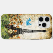 Monogram Vintage Vogel Eiffeltoren Case-Mate iPhone Case (Achterkant (horizontaal))