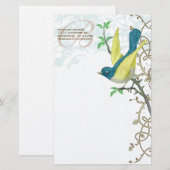 Monogram Vintage Vogel Vintage Schatten Briefpapier (Voorkant / Achterkant)