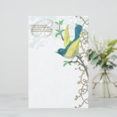Monogram Vintage Vogel Vintage Schatten Briefpapier (Staand voorkant)
