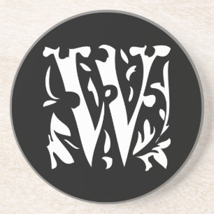 Monogram Vintage W Bruiloft Jubileum Onderzetters