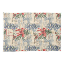 Monogram Vintage Winterdorp Kerstmis Rode Strik